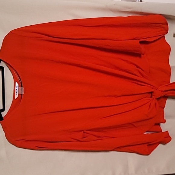 Peter Nygard Blouse NWT Size L Orange Top 3/4 Sleeve Front Tie - Picture 1 of 5